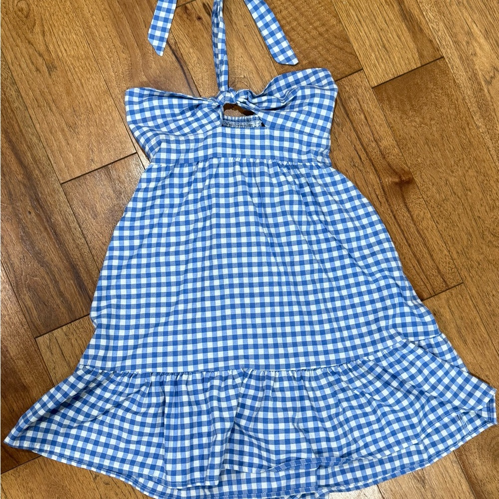 Blue Gingham Halter Dress – Size Small/Medium 💙🌼